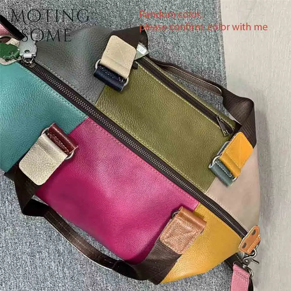 Motingsome Vintage Leather Woman Bags Shoulder Handbag and Purse Luxury Full Grain Cowhide Oversized Casual Tote Daily Bag 2024