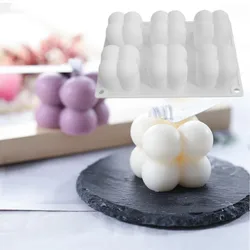 6 Cavity Non-stick Mini Bubble Cube Silicone Mold 3D Aromatherapy Candle Soap Chocolate Dessert Handmade Baking Tool Resin Mould