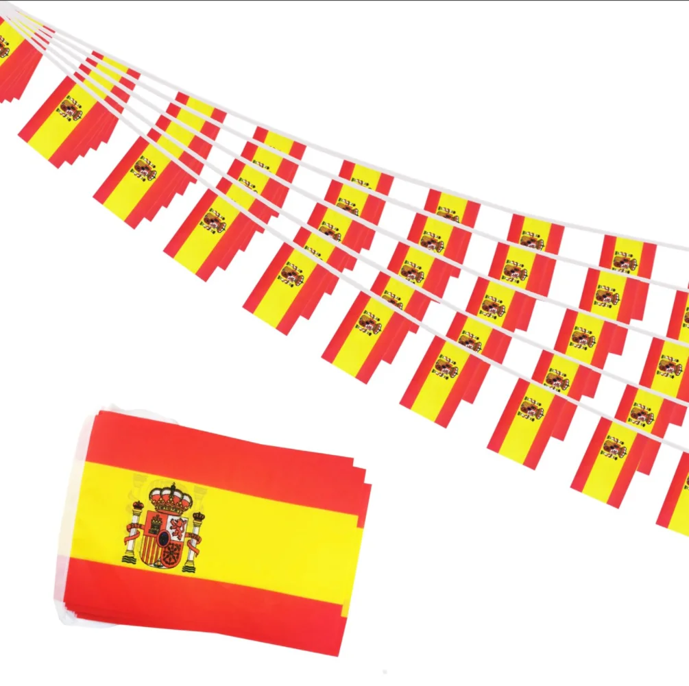 Bandera de España de cuerda cuadrada, abanico colgante decorativo, 20 piezas, cuerdas, 14x21cm