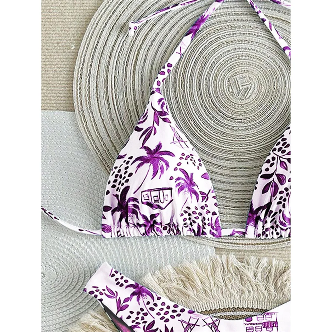 XS - L Neuer bedruckter Neckholder-Bikini, brasilianischer Bikini, Damen-Badeanzug, zweiteiliges Bikini-Set, Badeanzug für Damen, Badebekleidung, Badeanzug, Schwimmanzug V7173 – Detail 12