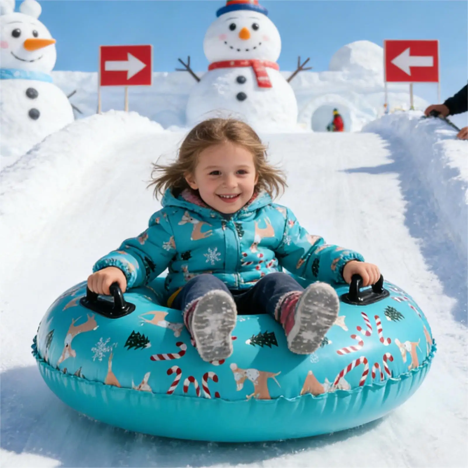 Ski Ring Inflatable PVC Sledding Tube Thicken Snow Tubing Winter Snow Tube with Handle Snow Racer Durable Snow Sled Board