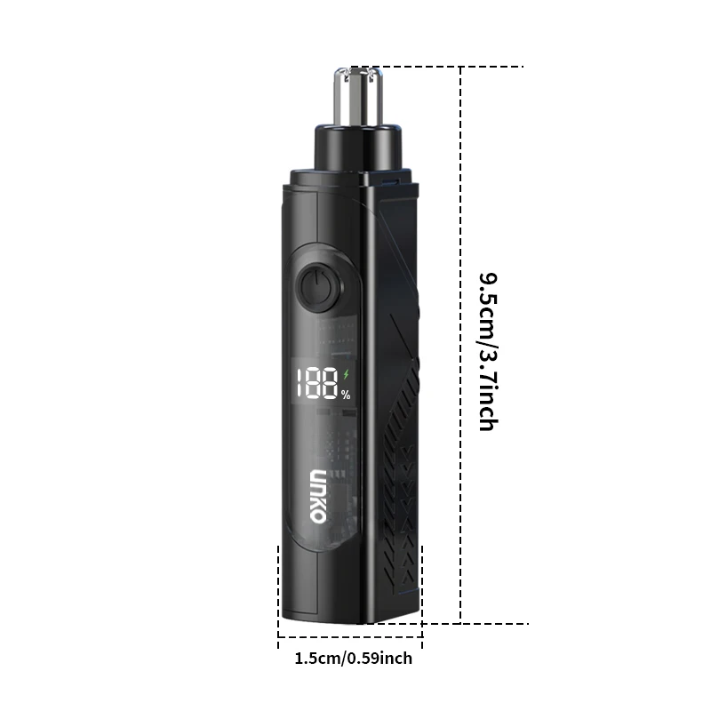 USB Nose Hair Trimmer LED Display Electric Nose Ear Hair Remover 3D Rotary Stainless Steel Cutter