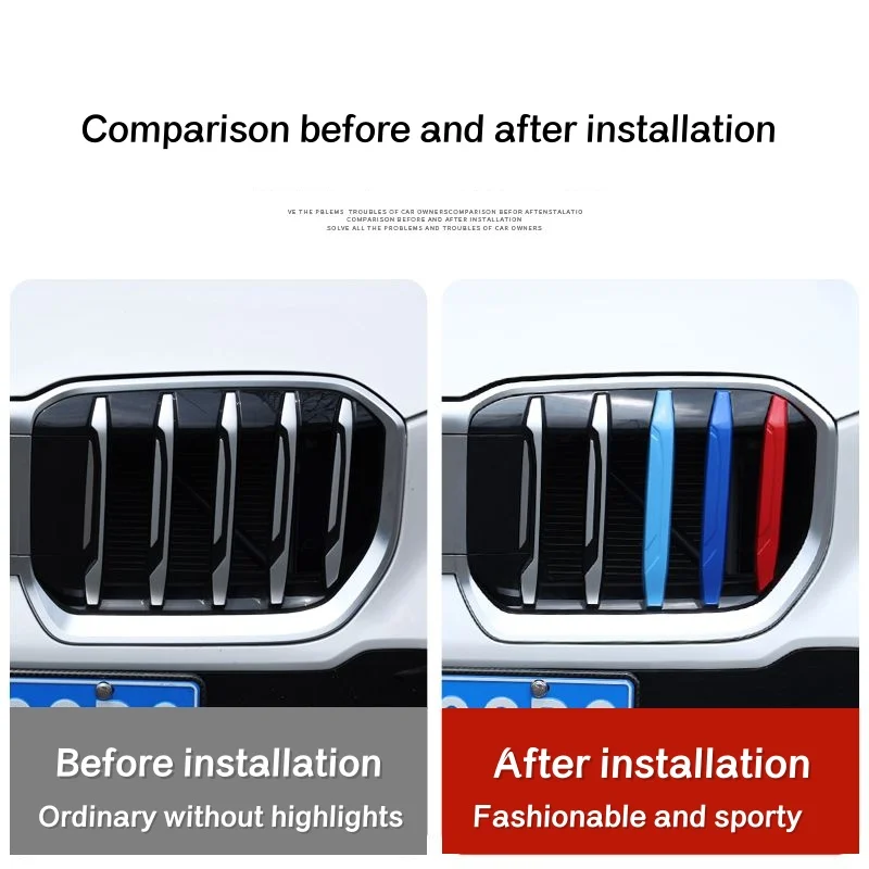 For BMW X1 2023 2024 U11 U12 ABS Car Front Grille Stripes Covers Grid Strips Clips Trim cover Car Accessories 3pcs