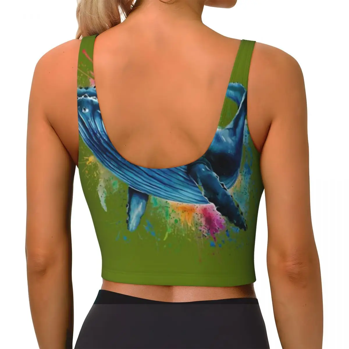 Jogging Tank Top Blue Whale Colorful Watercolor Home Fitness Running Tank