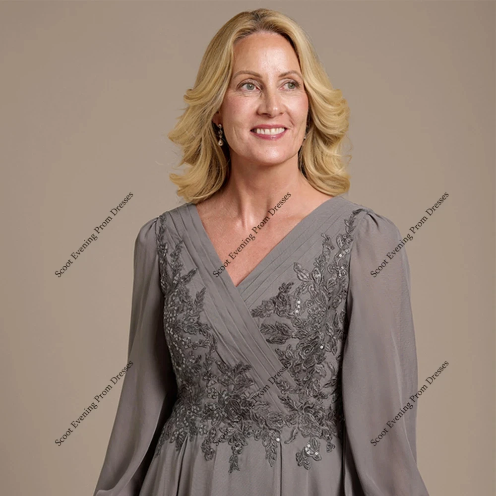 

Brown Strapless Mother of Bride Dresses Full Sleeve Wedding Party Dresses for Women 2025 Summer New Chiffon Beach Robe De Soirée
