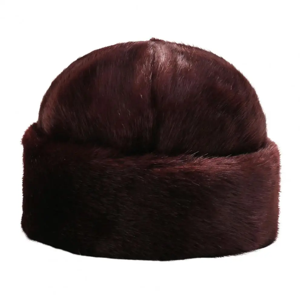 Casual  Winter Hat Imitation Mink Unsex Docker Beanie Hats Thickened Soft President Hat for Outdoor