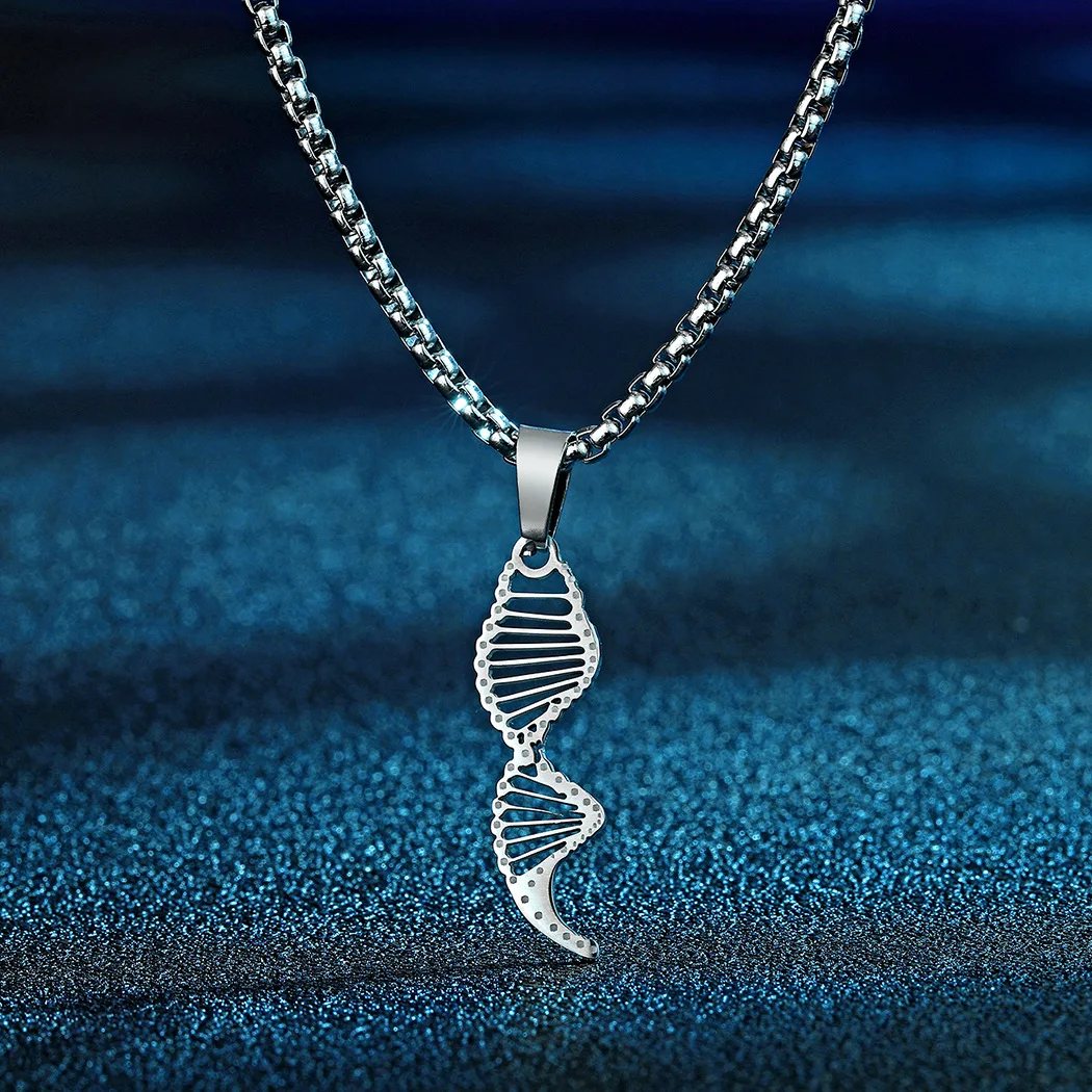 Stainless Steel DNA Helix Molecule Biology Pendant Necklace For Man Women Charm Choker Science Jewelry Teacher Gift Jewelry