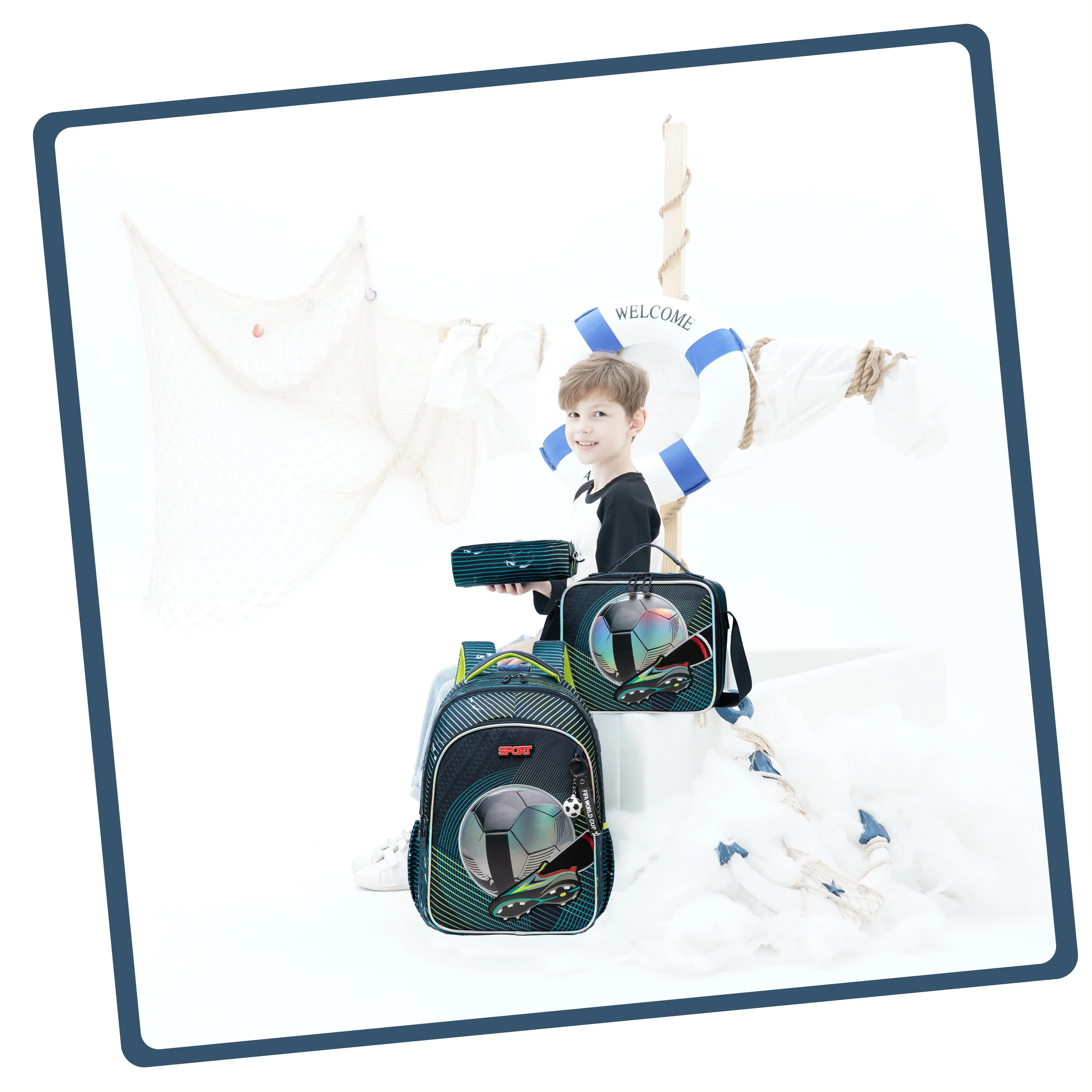 3PCS Backpacks For Boys School Backpacks For Elementary Students Ages 8-10 Kids Aesthetic Backpack Set