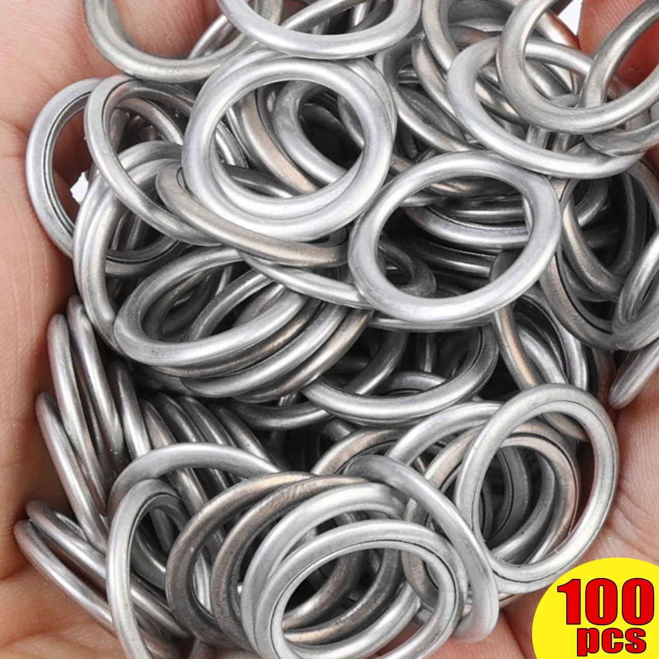 100x  Aluminum Copper Oil Drain Plug Gaskets Replaceable Car Oil Pan Drain Gasket Drainage Bolt Pad Security Device Accessories