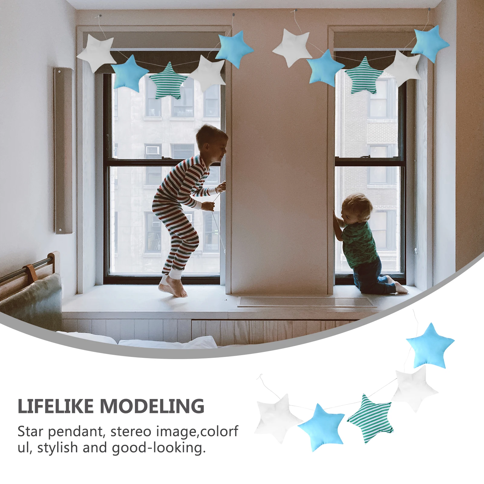 

1 set Lovely Star Pendant Hand-Woven Cotton Kids Room Decor Crib Hanging Ornament Wall Adornment Home Decoration Festival Party