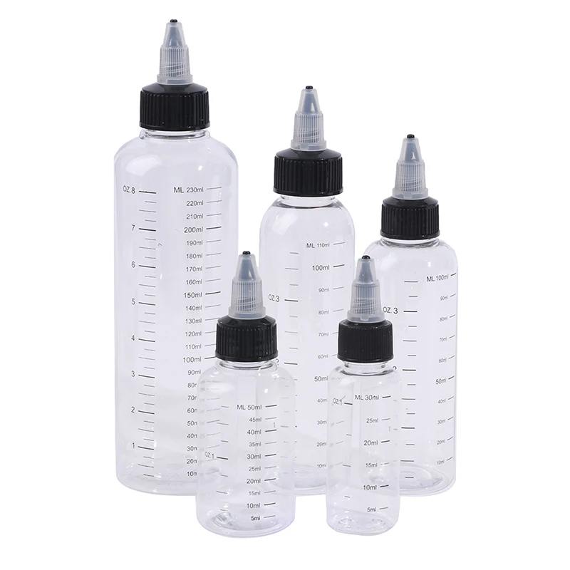 1Pcs 30/60/100/120/250ML Plastic tube Liquid Capacity Dropper Bottles Twist Top Cap Tattoo Pigment Ink Containers