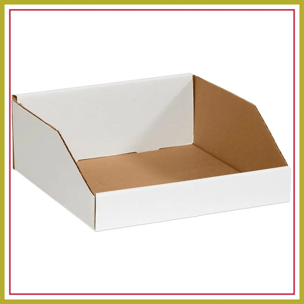 

Corrugated Cardboard Storage Bins 12x12x4.5 Inch 50 Pack, Open Top Durable Organizer for Parts, Moving, Packing, White