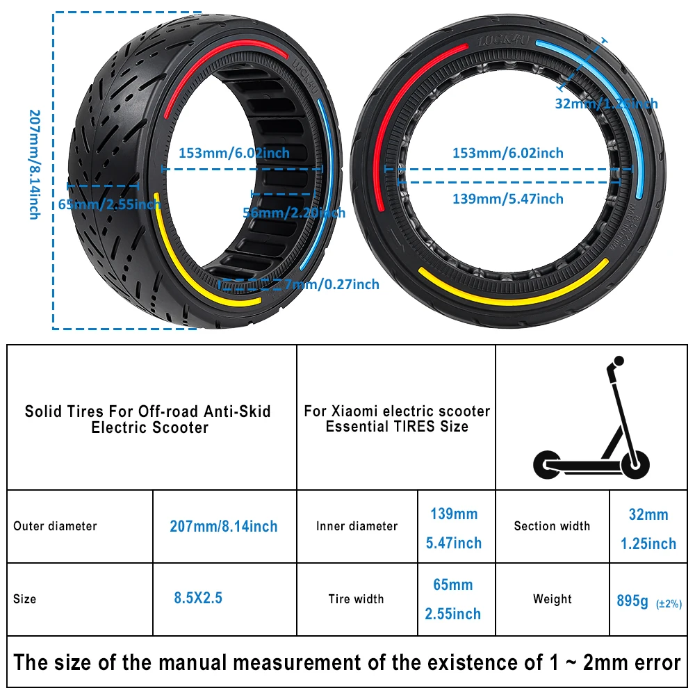 8.5 Inch Solid Tire For Dualtron Mini&Speedway Leger (Pro) Electric Scooter 8.5 X 2.5 Wear-resistant Off-road Tubeless Tyres - view 5