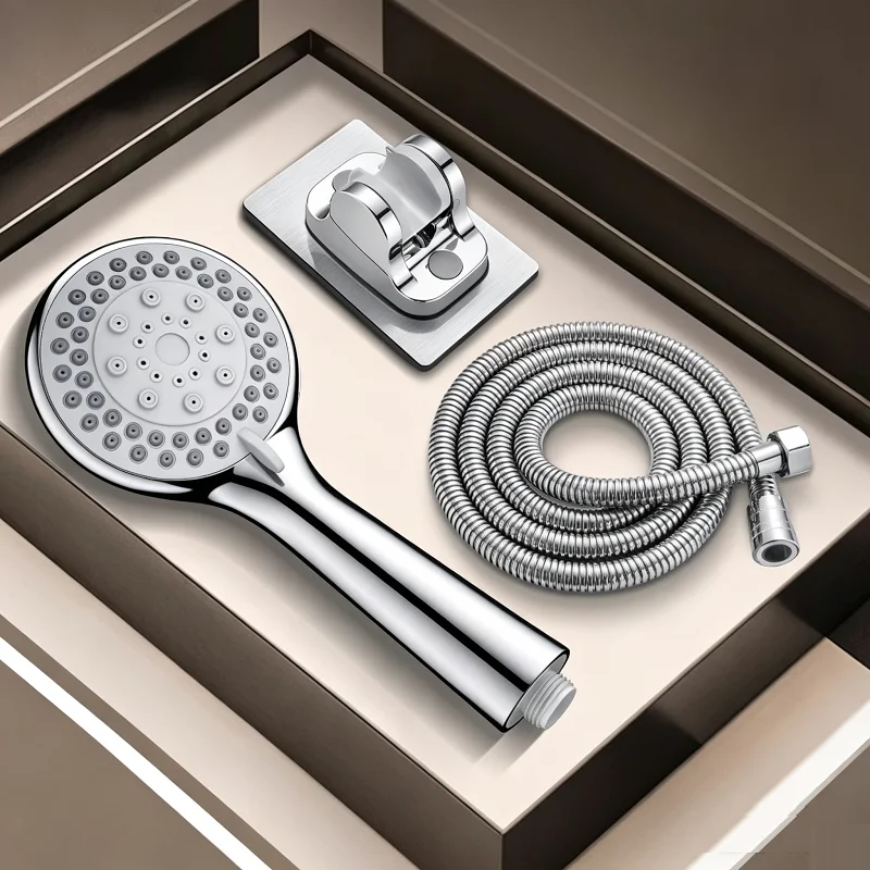 High Pressure Adjustable Shower Head 5 Modes Shower Heads with Hose Water Saving One-Key Stop Bathroom Accessories