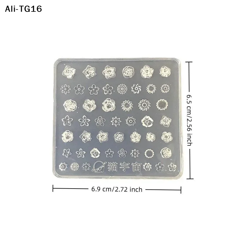 【A16】1 Stück 2026 Blumen DIY Nagelkunst Schnitz-Silikonform 3D Mini-Blumenform Antihaftbeschichtet Leicht zu entformen für Nagelkunst-Vorlage
