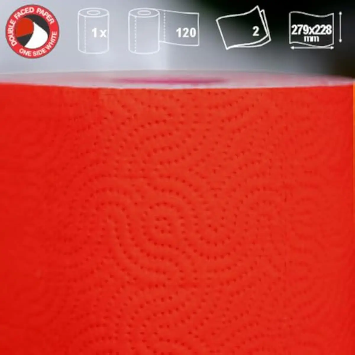 Red Paper Towel Pack - 1 Roll - 120 Sheets - 2 Ply - FSC Certified - Sustainable & Absorbent