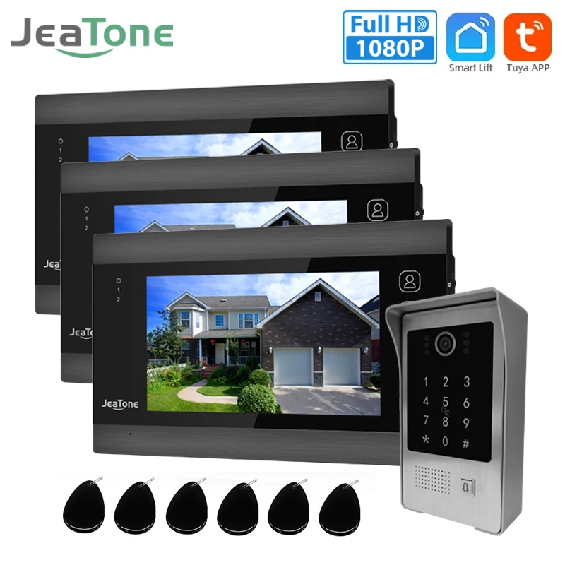 Jeatone 1080P FHD Wifi Doorbell With Camera Video Intercom 7 Inch Touch Screen Motion Detection for Villa Home Apartment