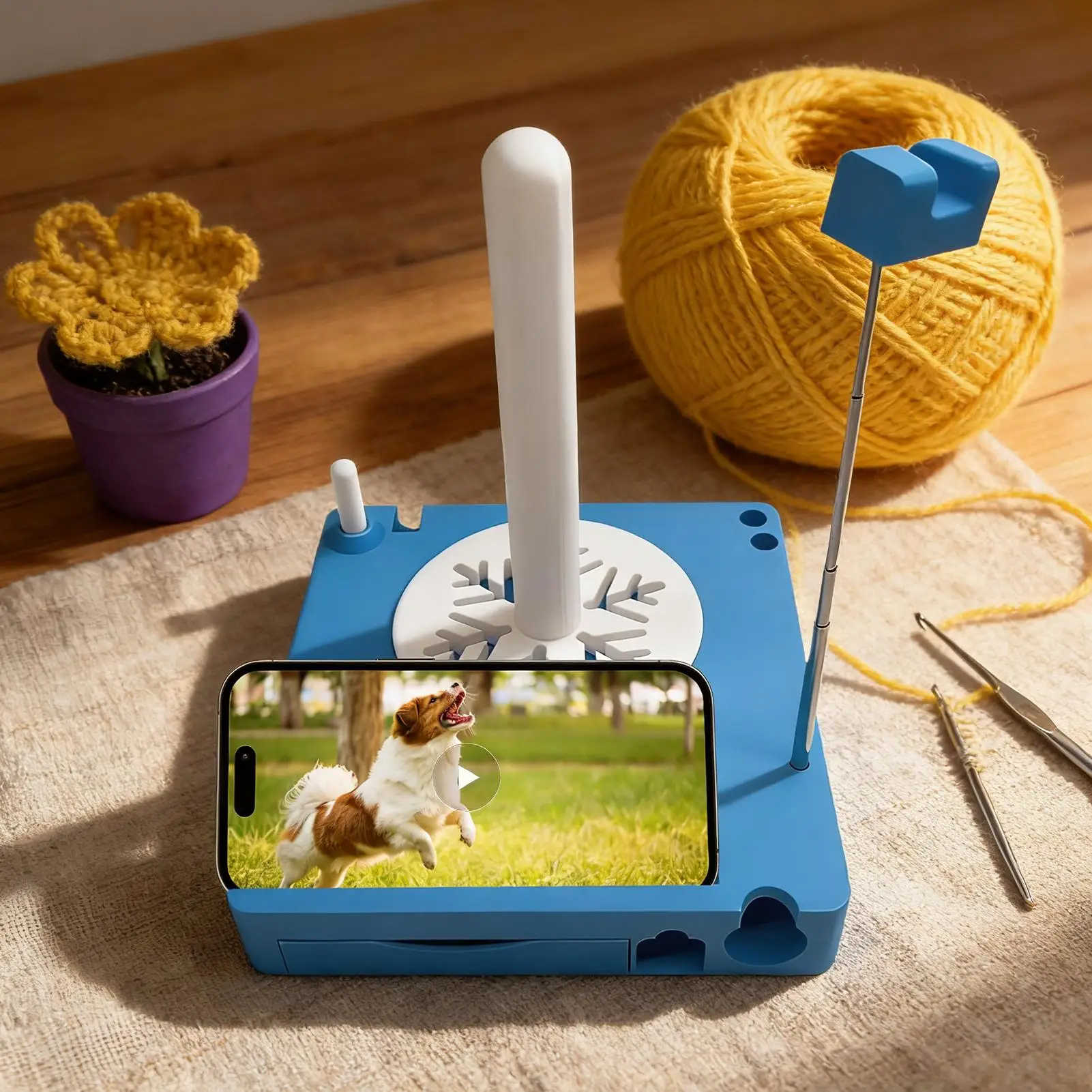 

Yarn Spool Holder Portable Knitting Organizer Yarn Spool Rack Phone Stand For Women Girls Beginners Knitter Crocheter Craft