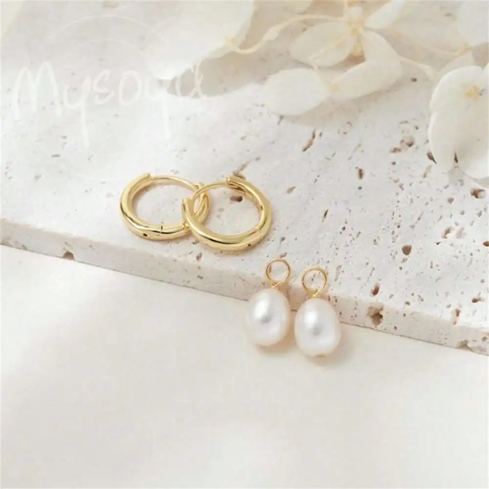 

MYSOYA Freshwater Pearl Round Earrings Purple Gray White Pink Round Earrings Gift Box for Her Wedding Christmas Birthday Gift