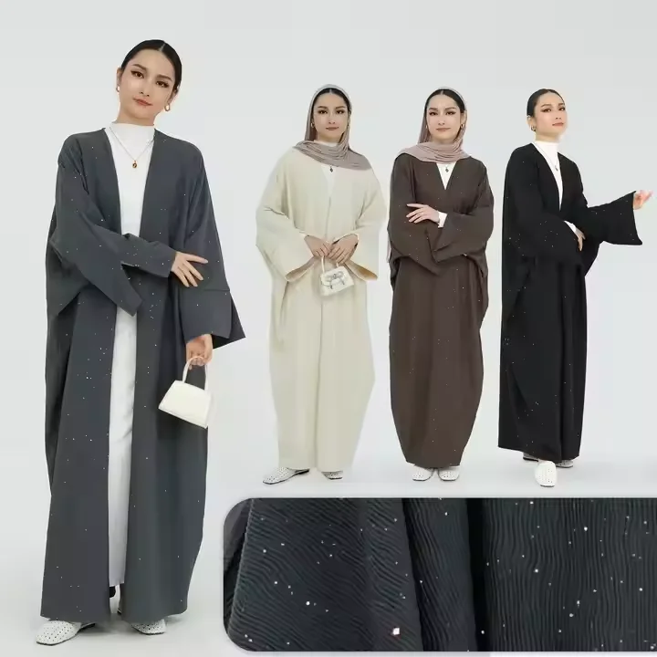 

Modest Femme Musulmane Dubai Abaya Thick Kaftan Muslim Cardigan Women Caftan Robe Longue Turkish Islam Clothing Kebaya Jalabiya