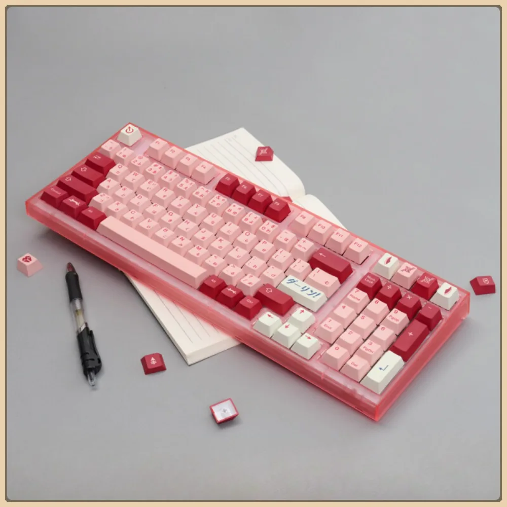 PBT Thermosublimation Large Set GMK Darling Darling Keycaps Pink/Blue Cherry Height Suitable for Mx Mechanical Keyboards