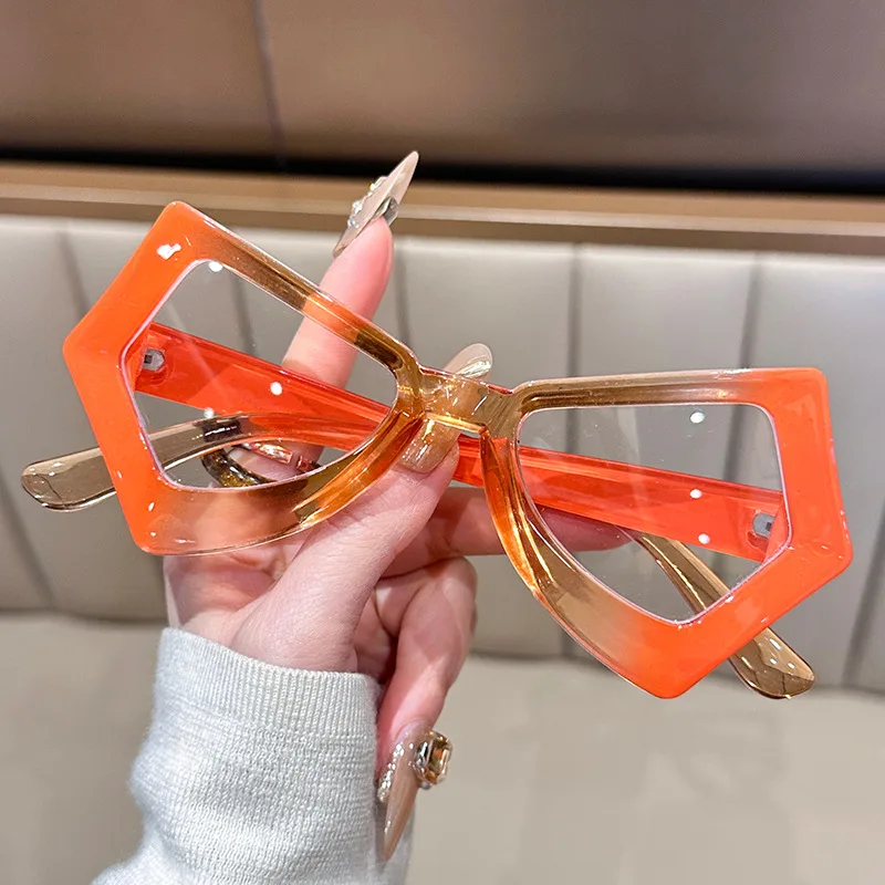 Übergroße Cat Eye Mode Lesebrille für Frauen Trendy Kontrast Farbe Design Rahmen Brillen Retro Anti Blau Licht Brillen – Detail 4