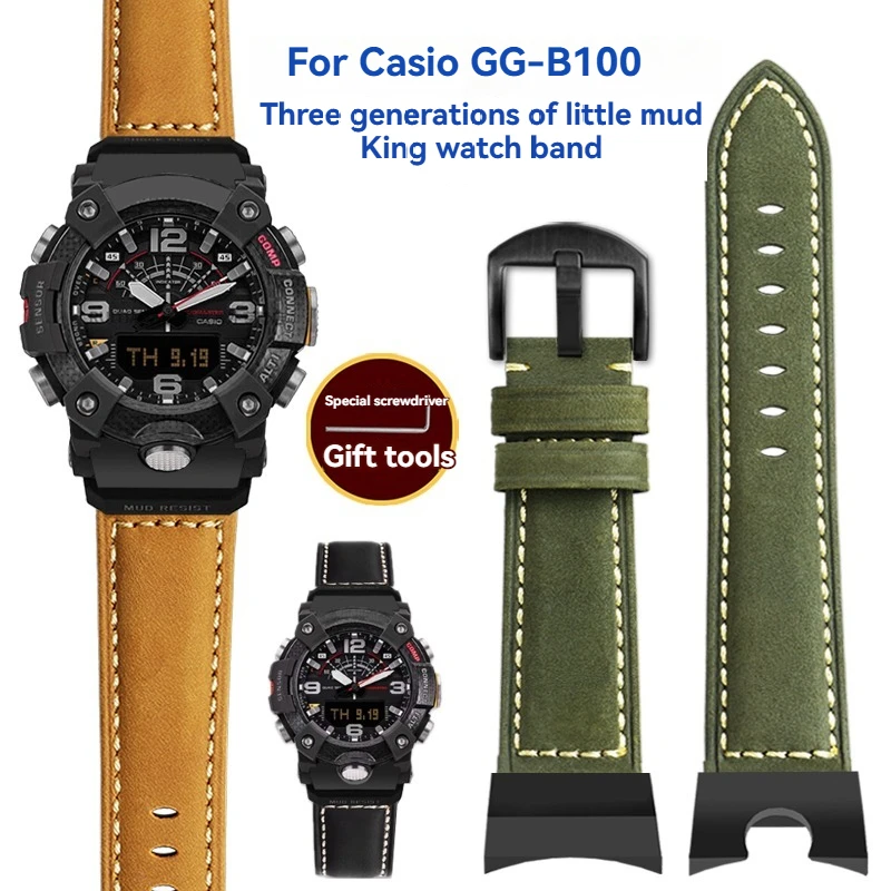 

Ремешок из натуральной кожи в стиле ретро для Casio G-Shock GG-B100-1A/1A9/3 Mudmaster — сменный ремешок для Frogman 3-го поколения