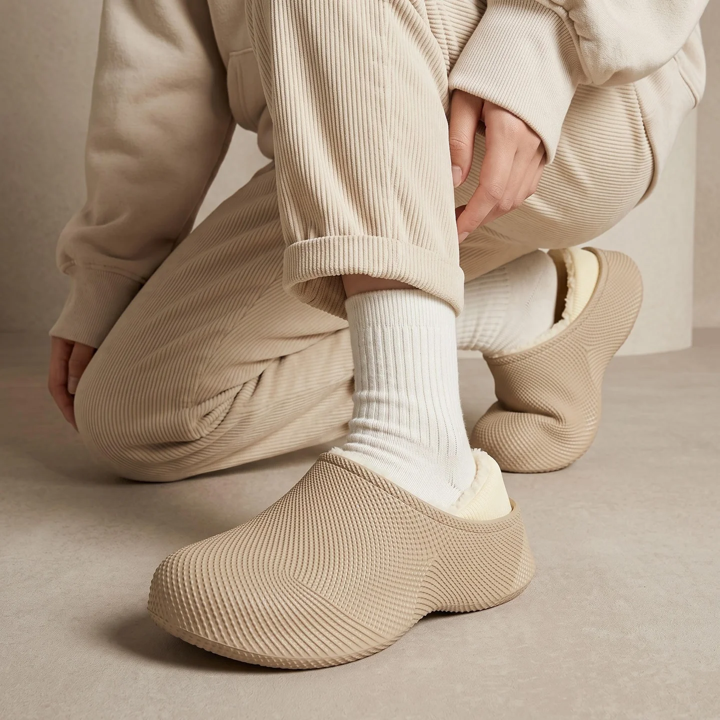 Unisex Winter-Baumwollpantoffeln, herausnehmbares flauschiges Plüschfutter, schmutzabweisende EVA-Sohle, rutschfeste, beidseitig tragbare warme Hausschuhe – Detail 6
