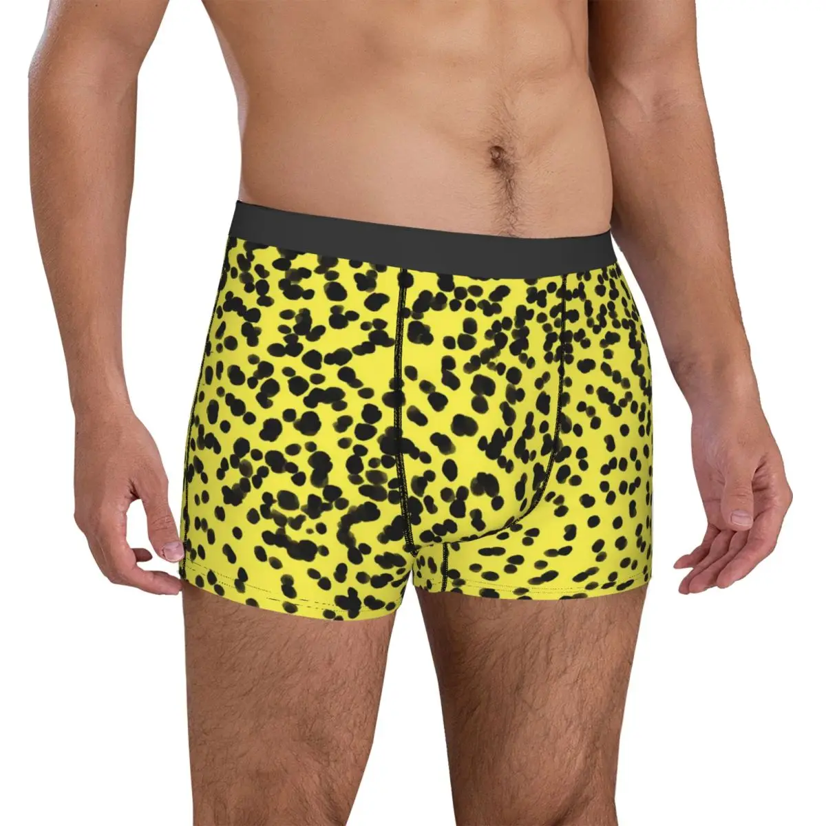 Dalmatian Underwear Black Yellow Polka Dots 3D Pouch Trenky Trunk Printing Boxer Brief Funny Men's Underpants Big Size