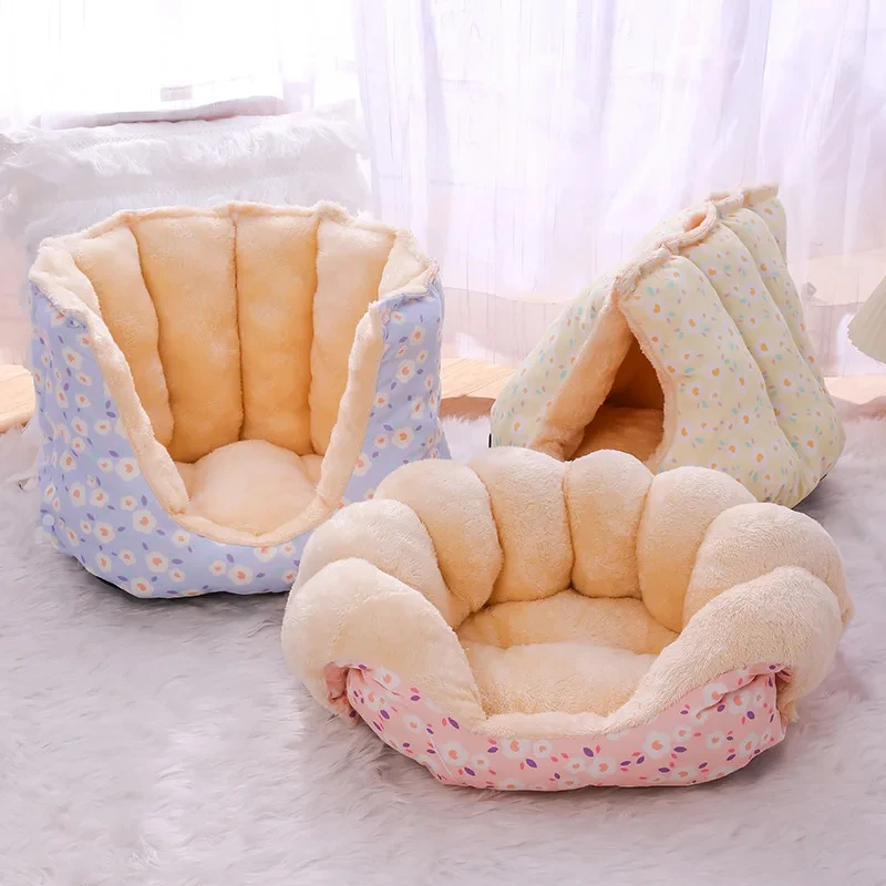 Cute Warm Cat Bed Nest Small Dog Kennel Winter Thick House Pet Puppy Sleeping Bag Super Soft Plush Cat Sleeping Bed Pet Cushion