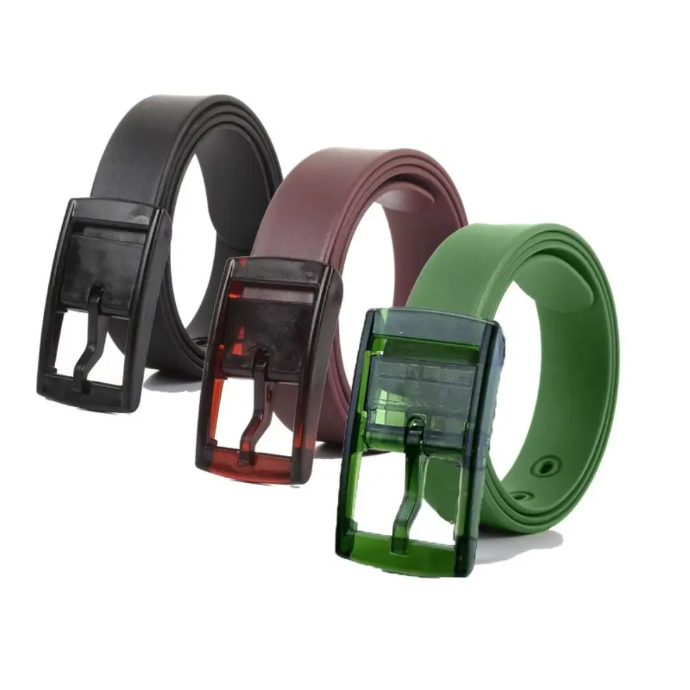 Candy Color Luxury Brand Design Silicone Belt Couple Casual Square Pin Buckle Belt Metal Free Waistbands