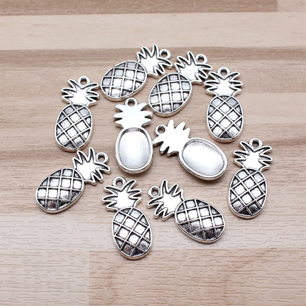 IFOCUS 10pcs/Lot Pineapple Charms For DIY Jewelry Making Zinc Alloy 24x12mm/0.94x0.47inch