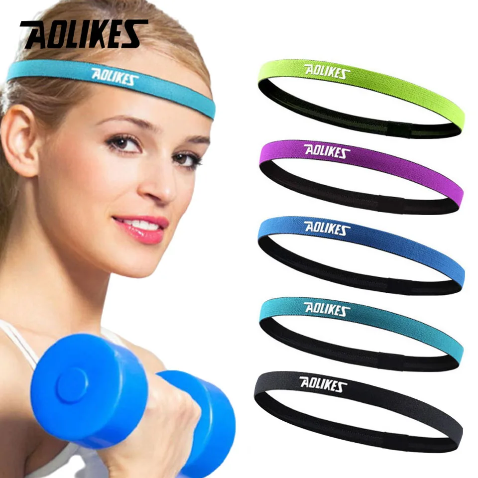 AOLIKES Silicone Sports Headband Sweatband Hair Band For Running Cycling Yoga Jogging Basketball Fitness Gym Free Size