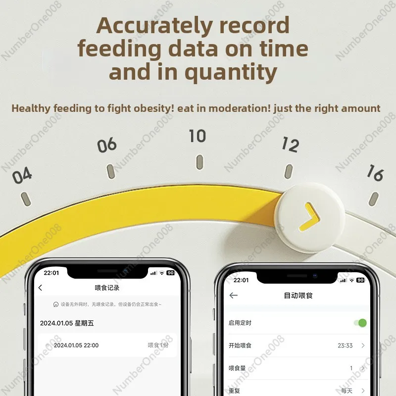 Smart Automatic Pet Feeder, Dual Bowl WiFi Timed Food Dispenser for Cats & Dogs, Programmable Portion Control Dry Food