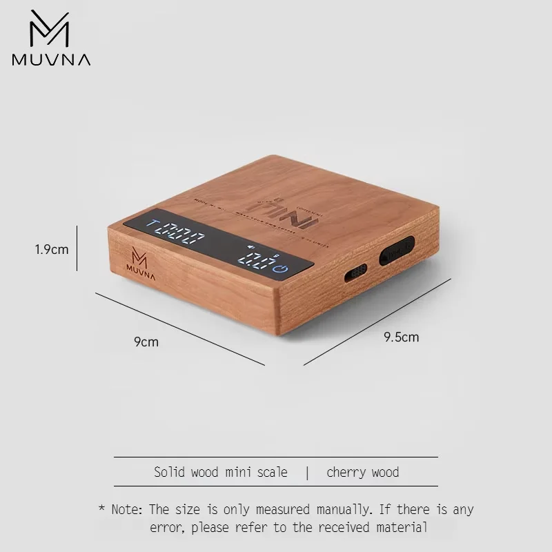 

MUVNA Professional Electronic Coffee Scale for Espresso/Mini Digital Wood Hand Drip Coffee 0.1g of high-precision,2kgscale
