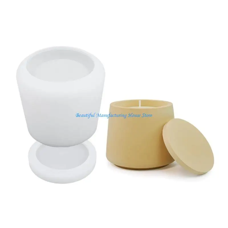 E56A الراتنج جرة العفن DIY شمعة مصنوعة يدويا كوب صندوق تخزين الاسمنت الجص قوالب السيليكون #4
