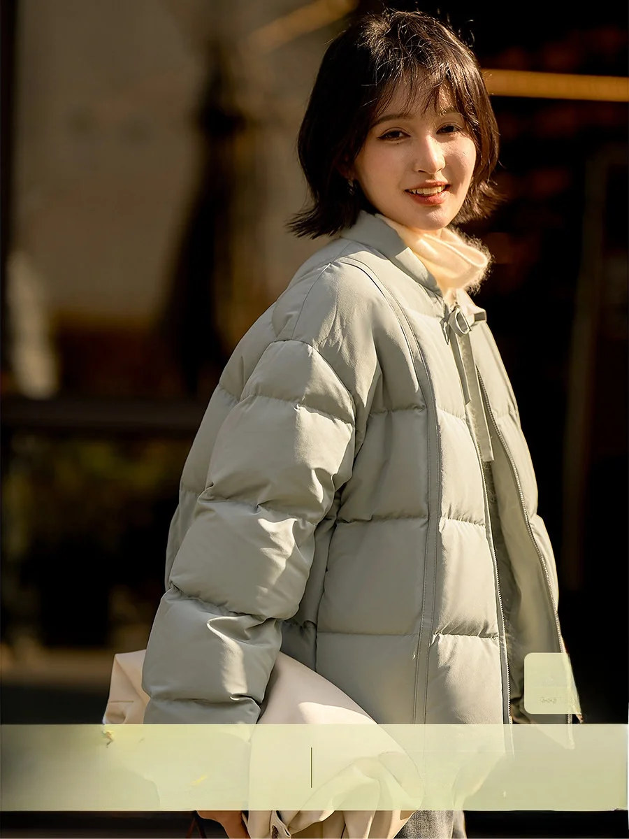 

Xiao Han Ge Faionable Goose down Jaet Warmth Stand Collar 95 White Goose Feather Padded Coat Ci Casual Sle Zipper Clo...