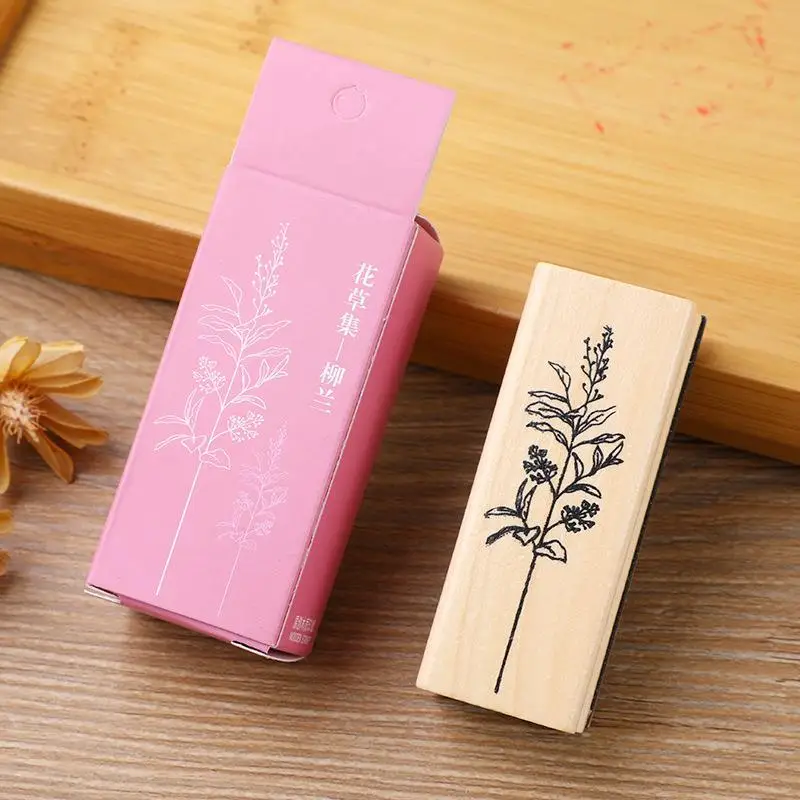 Vintage Flower Plant Series Seal Stamp DIY Craft Wooden Rubber Stamps For Scrapbooking Stationery Scrapbooking Stamp-Pad Ink