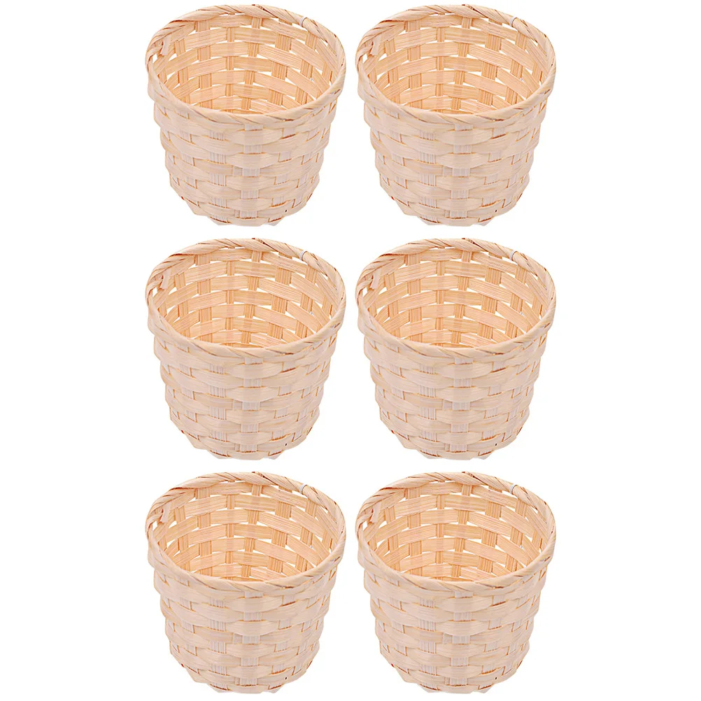 

6pcs Bamboo Woven Baskets Large Space Fruit for Kitchen Bedroom Balcony Garden Storage Bins Household Sundries Basket