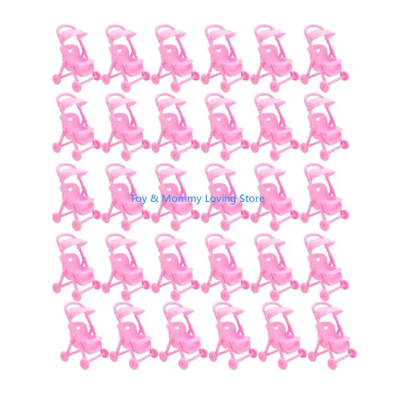 

Y1QF 30Pcs Mini Dollhouse Baby Stroller for Girl for Doll Miniature Trolley Toy Doll House Decoration Kids for Playing