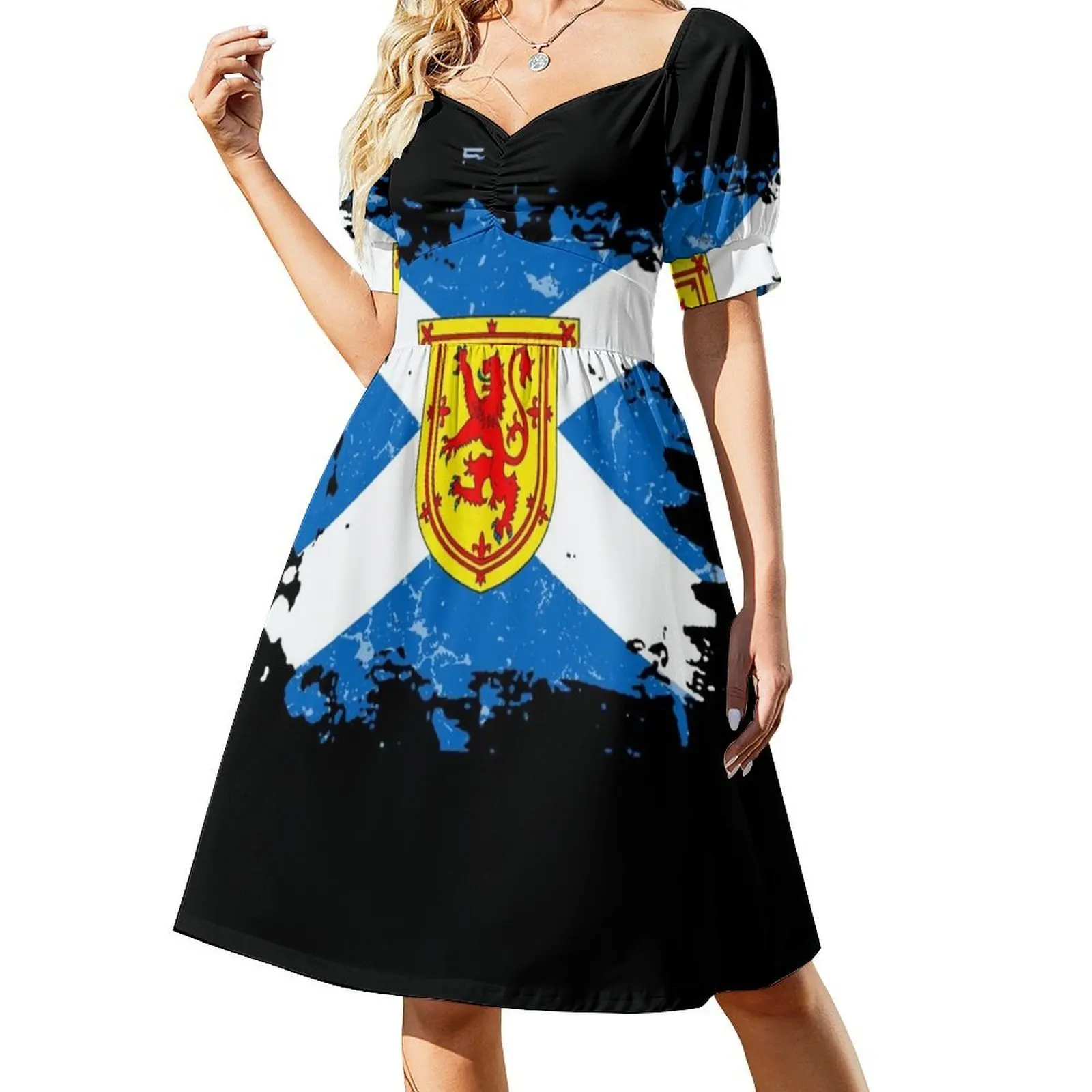 Герб Шотландии, женское элегантное праздничное платье, платье трапециевидной формы с короткими/длинными/без рукавов, шотландский флаг, Шотландии