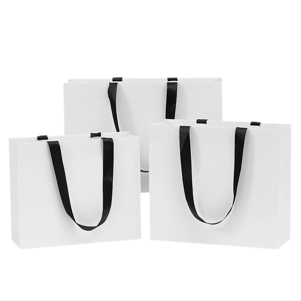 50Pcs/lot Customized Logo Paper Gift Bags with Handle Print Logo On One Side Paper Bags For Christmas Wedding Party Free Design - Image 4