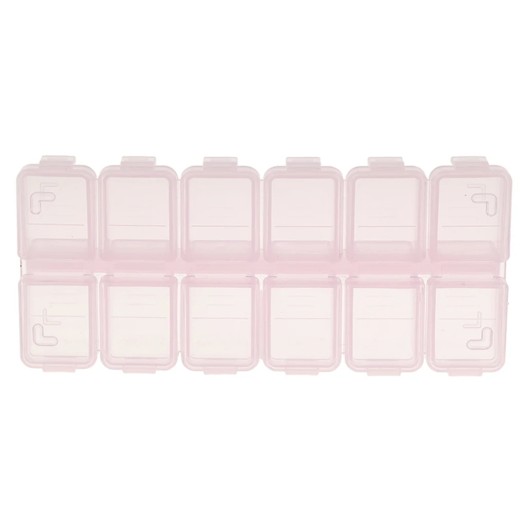 صندوق تخزين للأظافر بـ 12 حجرة وغطاء شفاف لتنظيم الجليتر والأحجار الكريمة ومستحضرات التجميل