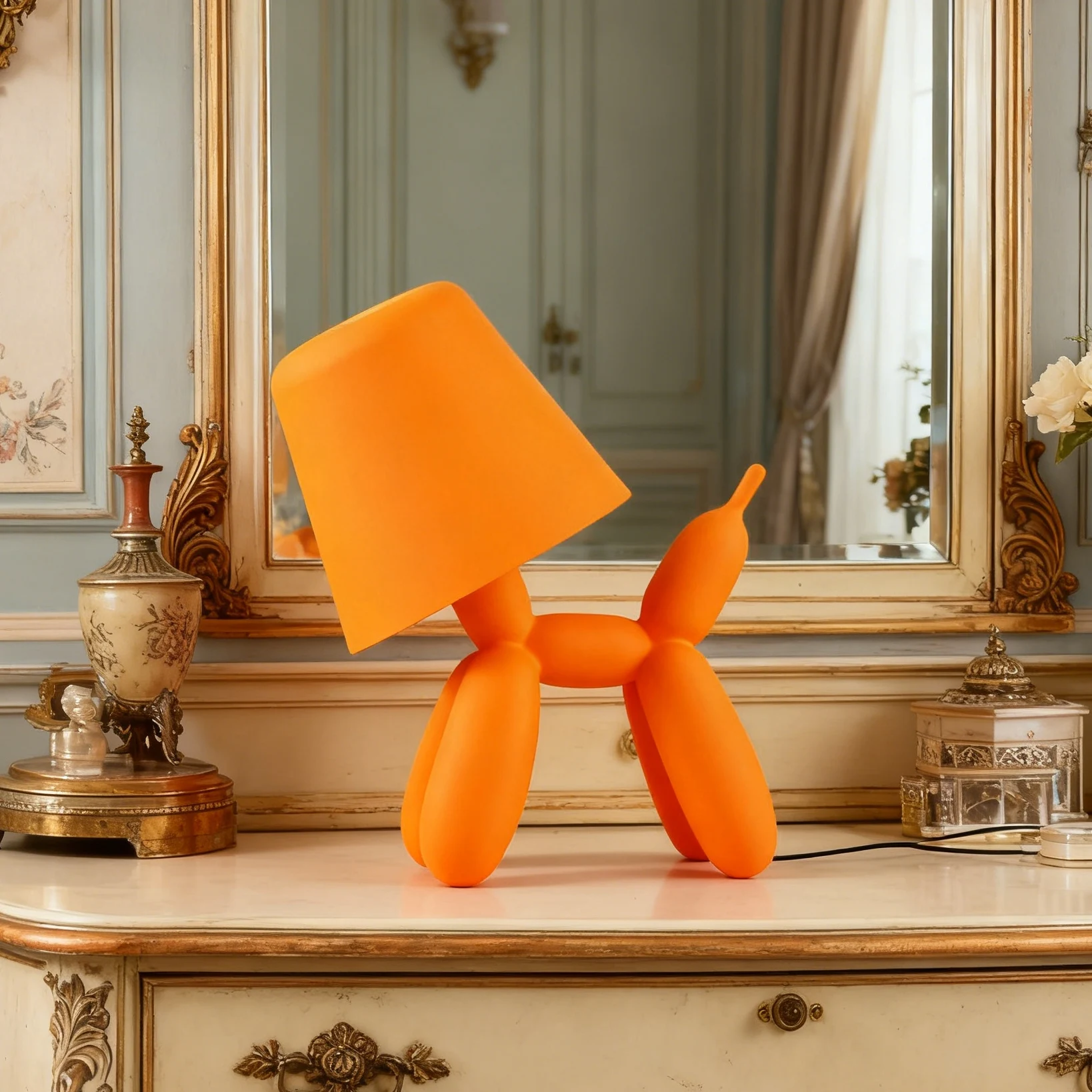 Balloon Dog Desk Lamp Creative LED Lamp Bedroom Office Mirror Polishing Animal Shape Charging Decoration Bedlight