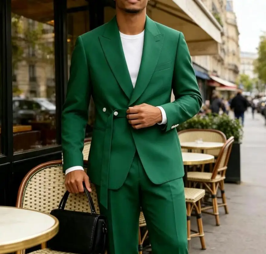 Smart Casual 2 Piece Sets Wedding Men Suits Slim Fit Peak Lapel Blazer Pants Design Party Prom Suits Best Man Business Wear Suit