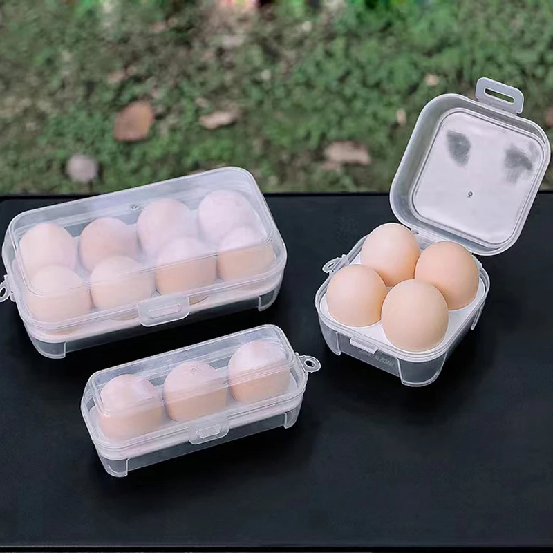 3/4/8 Grid Egg Holder with Lid Plastic Egg Container Stackable Crisper Egg Protection Box PP materials Egg Keeper for Camping