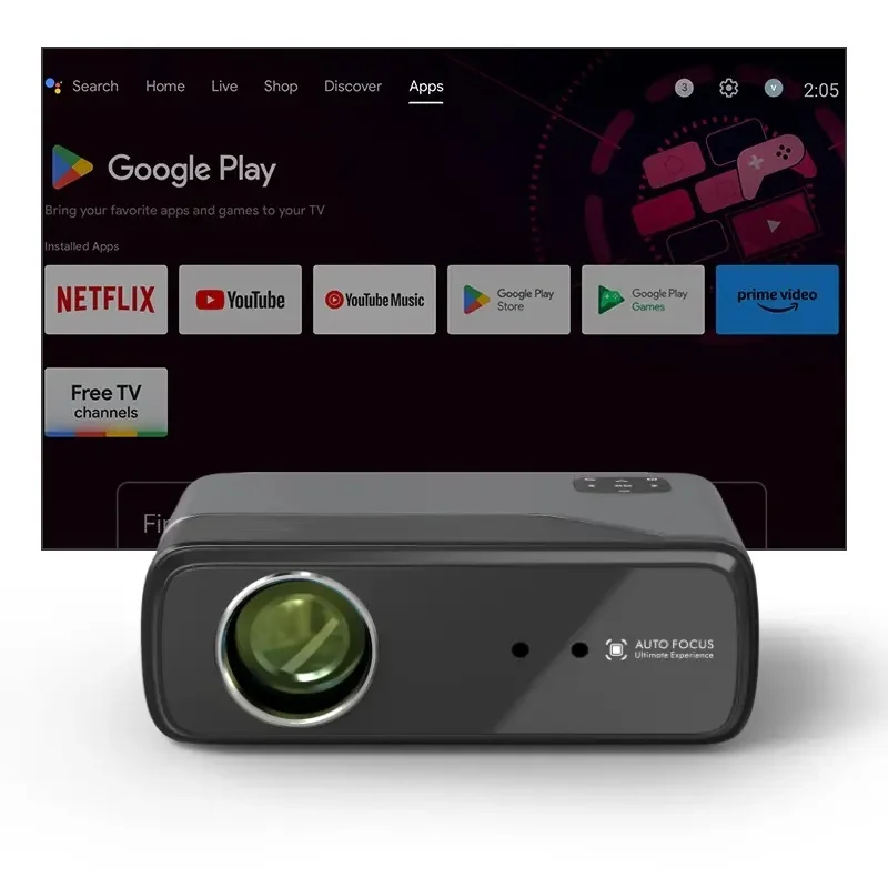 OEM For Google TV 1000ANSI Lumens Certified System Projector 4K With NFC Portable Built-In Speakers HIFI Stereo