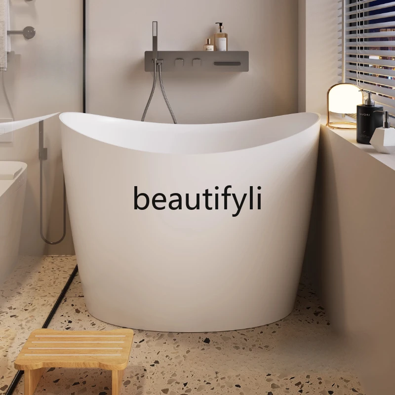 

PMMA polymer artificial stone freestanding bathtub household B & B small apartment deep bubble small apartment bathtub