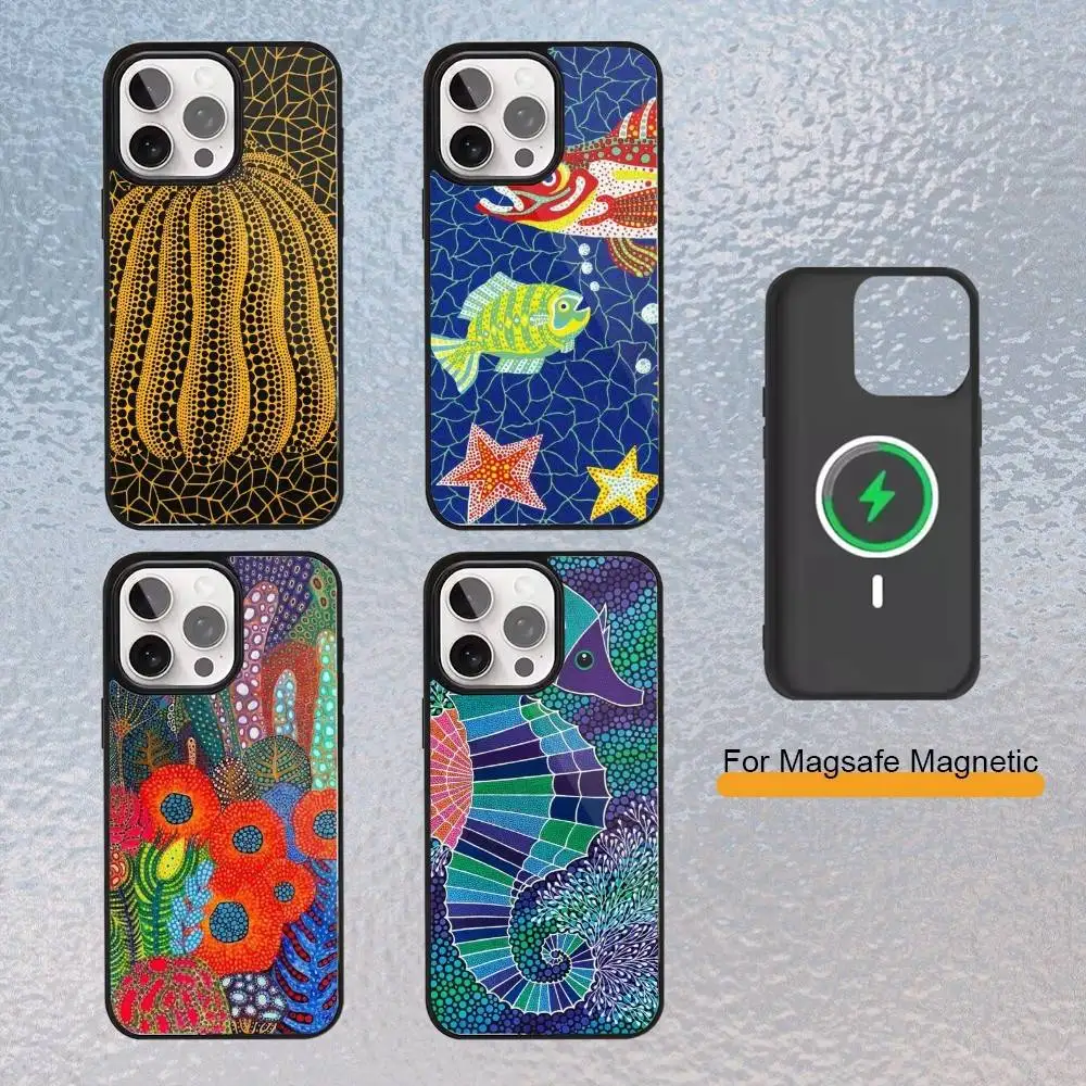 

Pumpkin Y-Yayoi K-Kusama Phone Case for iPhone 17,16,15,14,13,12,11 Plus,Pro Max Magnetic Wireless Charging Cover