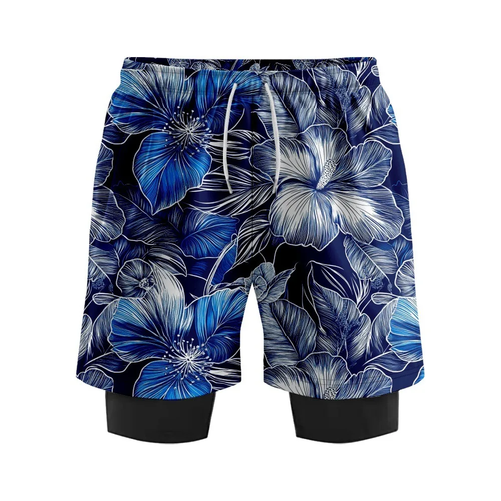 Men Board Tight Shorts Quick Dry Palm Tree Leaf Printed Party Surfing Trunks Summer Gym To Beach Stylish Lightweight Swimwear
